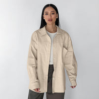 Retro Khaki Corduroy Shirt For Women