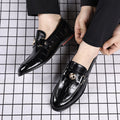 Plaid Casual Loafers Men's Banquet Slip-on Metal Buckle