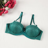 Women's Solid Color Lace Thin Half Cup Bra Push Up Shaping