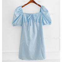 Women's Casual Defined-Waist Square-Neck Lace-Up Dress