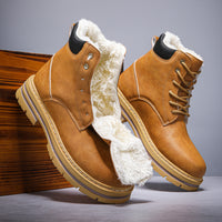 Mens Warm Winter Western Cowboy Boots With Thick Sole In A Retro Style