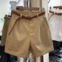 Womens Loose Slimming High-waisted Wide-leg Outerwear Shorts