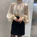 Chiffon Shirt Tie Sunscreen Western Style Small Shirt Top Women