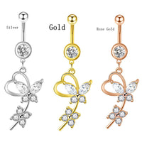 European And American Simple Butterfly Flower Belly Button Button Body Piercing Accessories Nightclub