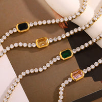 Fashionable All-Match Stainless Steel 18K Gold-Plated Zircon Bracelet
