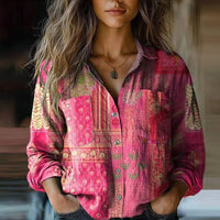 Women's Loose Casual Tie-dye Printed Long-sleeved Shirt
