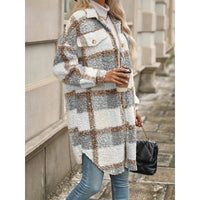 Lapel Colorblock Plaid Jacket New Design Sense Padded Coat Women's Clothing