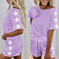 Round Neck Fashion Casual Suit Home Service Pajamas Women