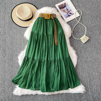 Mid-length Casual High Waist Slimming Large Hem Puffy Cake Dress