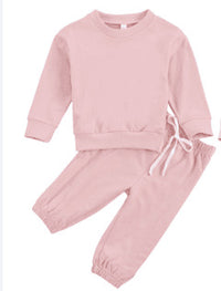 Children's Long-sleeved Pink Pullover Sweater Suit
