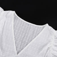 Cotton V-neck Flutter Sleeve Top And Trousers Loose Two-piece Casual Set