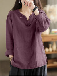 Retro Casual Loose Long Sleeve Split Women's Shirt