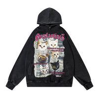 Animal Cat Print Hooded Pullover