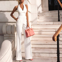 V-neck Halter Backless Sleeveless Jumpsuit For Women