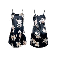 Sexy French Style Ice Silk Pajamas Big Flower Sweet Sexy Slip Nightdress