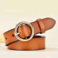 Women's Leather Belt All Match Round Buckle