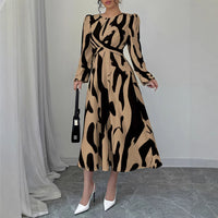 Womens Asymmetrical Printed Tie Bow-Detailed Elastic-Cuff Casual Resort Maxi Dress For Women