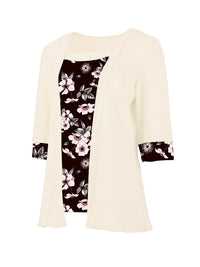 Women's Fake Two-piece Five-quarter Sleeve Printed Top T-shirt