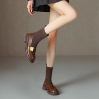 Knitted Stretch Chunky Heel Retro Women's Ankle Boots