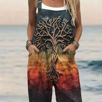 Strap Positioning Printed Jumpsuit Women's Clothing