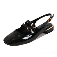 Women's Square-toe Low-block-heeled Closed-toe Pumps