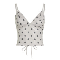 Polka Dot V-neck Leather Camisole For Women, Slim-fit And Versatile