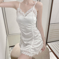 Women's Summer Ice Silk Suspenders Thin Short Nightdress