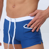 Men's Simple Stylish Drawstring Boxer Swim Trunks