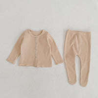 Spring Clothing Infant Boys And Girls Baby Thread Cardigan Coat Big Bottom Pantyhose 2-piece Suit