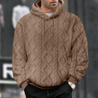 Men's Casual Jacquard Double-Sided Fleece Hoodie Top