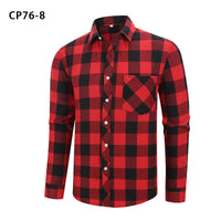 Men's Casual Plus-Size Long-Sleeve Plaid Shirt