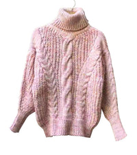 Autumn And Winter New Women's Wool Turtleneck Pullover Twist Long Sleeve Loose Knitted Bottoming Shirt