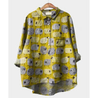Women's Summer Loose Casual Graffiti Printing Long Sleeve Shirt