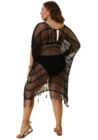 Sexy Sheer Tassel Patchwork Bikini Cover-Up Dress For Women