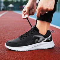 Black Leather-uppers Waterproof And Non-slip Running And Casual Shoes