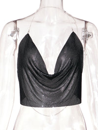 Womens Metallic Sequin Camisole Top