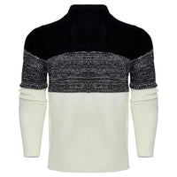 Men's Casual Color Block Long Sleeve Cable Knit Pullover Sweater