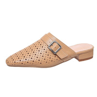 Closed-toe, Back-strap, Buckle-fastened Flat Womens Slippers