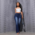 Stretchy Yoga And Fitness Leggings With A Denim-inspired Print