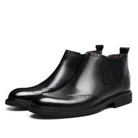 Autumn And Winter Leather Martin Boots Men's Block Carving
