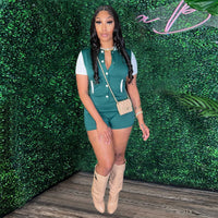 Buttoned Bodysuit Form-fitting Waist-cinching Jumpsuit