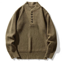 High-end American-style Heavyweight Cool And Edgy Henley Sweater