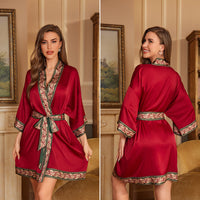 Luxury Three-quarter-sleeve Cooling Nightgown Loungewear For Women