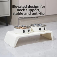 Double Bowl Stainless Steel Dog Bowl Overturning Prevention Dog Bowl Cartoon Drinking Water Feeder Cat Food Bowl