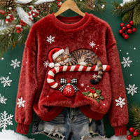 Women's Christmas Crew-neck Patterned Top