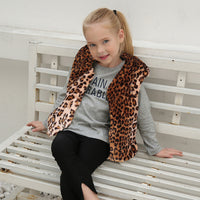 Fashionable Leopard-Print Faux Fur Vest For Kids In Europe And America