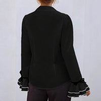 Solid Color Casual Ruffled Flared Sleeve Shirt Top
