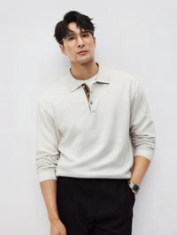 Mens Relaxed-fit Solid-color Casual Long-sleeve Shirt With A Turn-down Collar