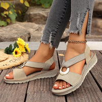 Plus-size Fish-mouth Wedge Sandals With A Jute Sole And Elastic Strap