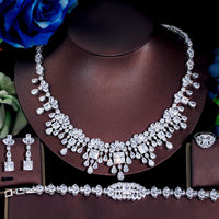 Jewelry Four-piece Dinner Accessories European And American Middle East Full Zircon Necklace Bracelet Ring Earrings Suit